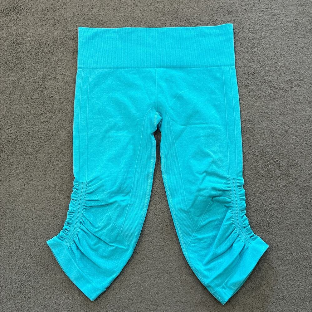 Lululemon Flow & Go Teal Athletic Workout Cropped Leggings Women's Size 4